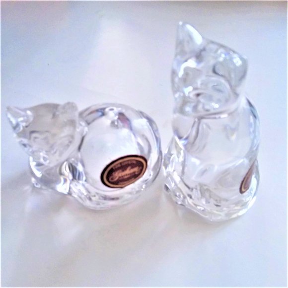 Gorham Other - Vintage Cat Salt & Pepper Shakers Gorham Fine Crystal Stopper Germany Clear EC